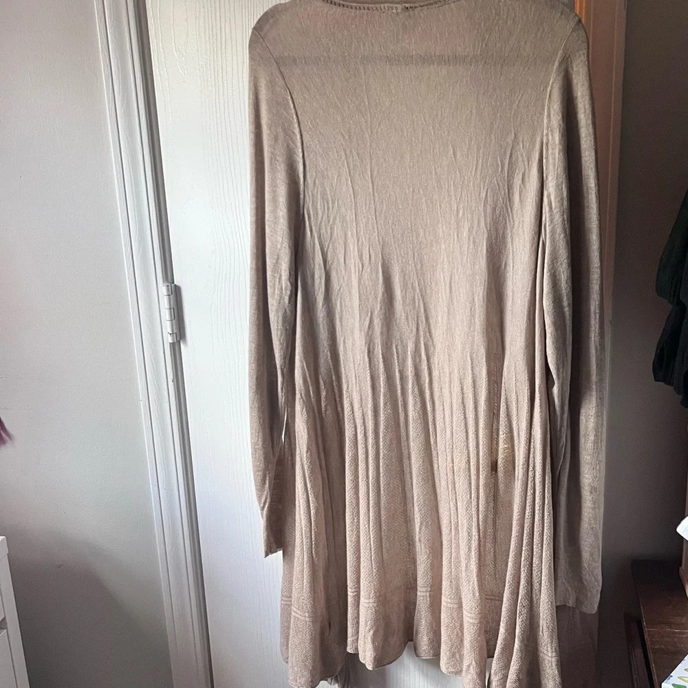 Torrid 3 women’s long line cardigan tan neutral minimalist sweater open front - Picture 2 of 5